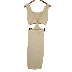 Et Clet Ring Cut-Out Cover Up Dress Beige Size S